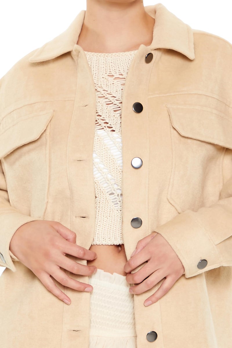 Forever 21 Women's Plus Size Faux Suede Shacket Tan Large - Image 3