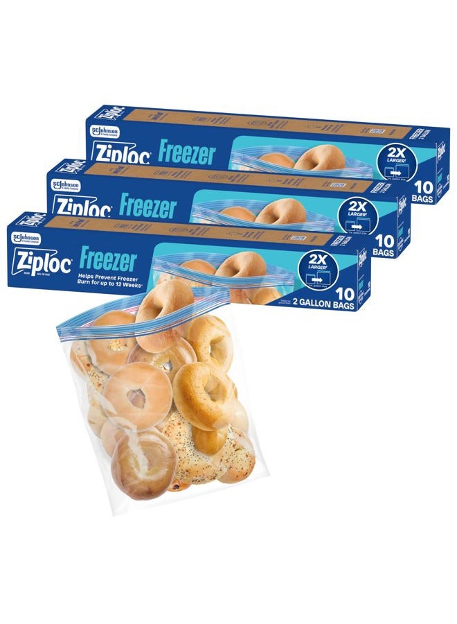 Ziploc 2 Gallon Food Storage Freezer Bags, Grip 'n Seal Technology for Easier Grip, Open, and Close, 30 Bags Total - Image 1