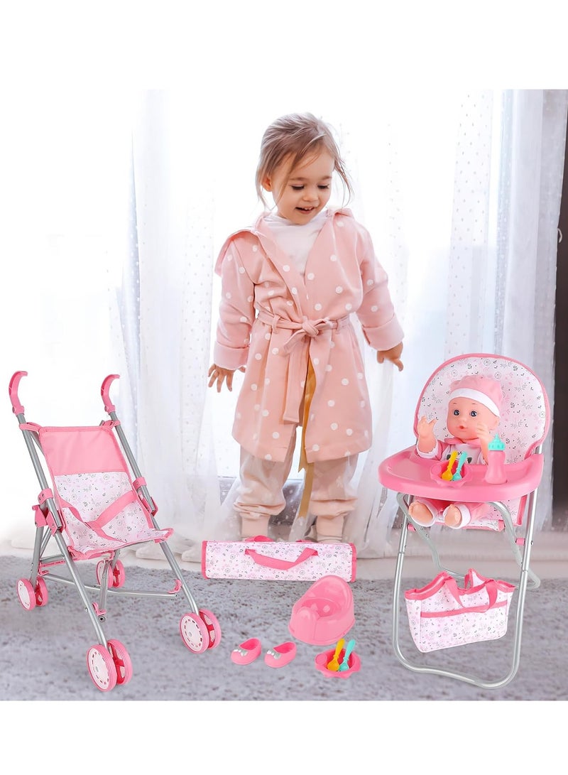 صندوق العاب دمية طفل مع عربة أطفال ومجموعة من الملحقات للأطفال فوق سن 3 سنوات - Image 2