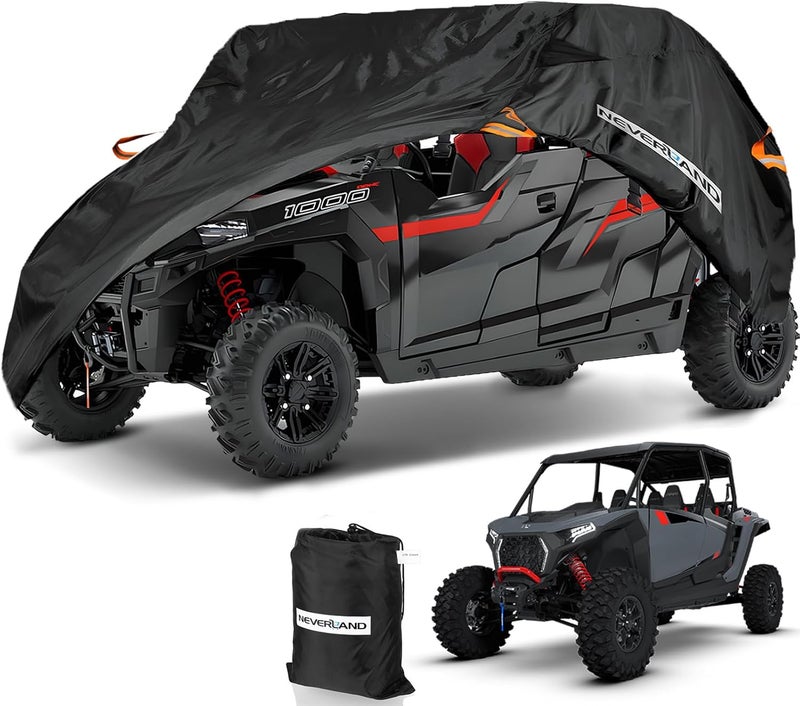 NEVERLAND UTV Cover Waterproof Outdoor - Oxford Cloth Compatible with Polaris RZR Yamaha Can-Am Defender Kawasaki Ranger Cover 4-6 Passenger Black (Up to 169") - Image 1