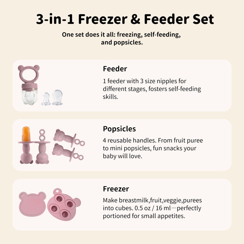 LittlesJoy Popsicle Mold Set Pieces Homemade Silicone Popsicle Maker Easy Release Ice Cream Molds Reusable (powder rose) - Image 3
