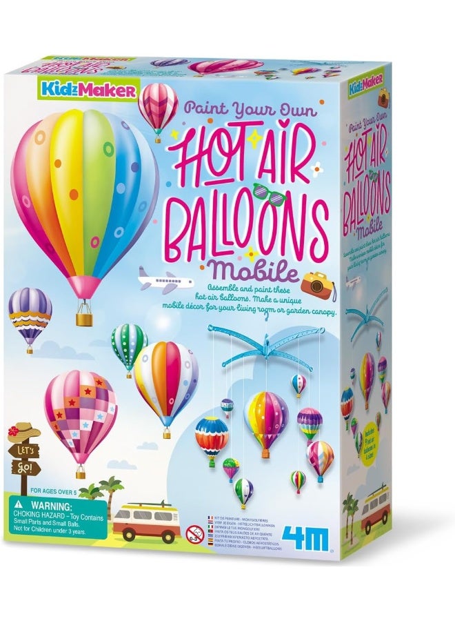 4M Hot Air Balloons Mobile, Paint Your Own Mobile, Arts and Crafts Kit to Complete Hot Air Balloons Room Decoration, Boys and Girls Ages 5+ - Image 1
