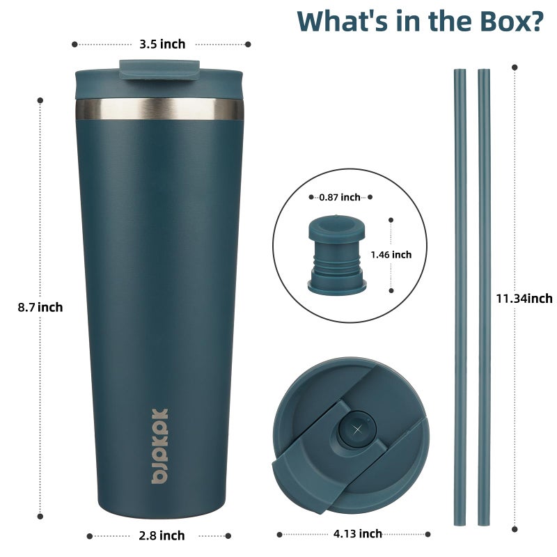 BJPKPK 26oz Stainless Steel Insulated Tumbler With lid And Straw Travel Coffee Thermal Tumblers Cup For Women And Men,Navy Blue - Image 2