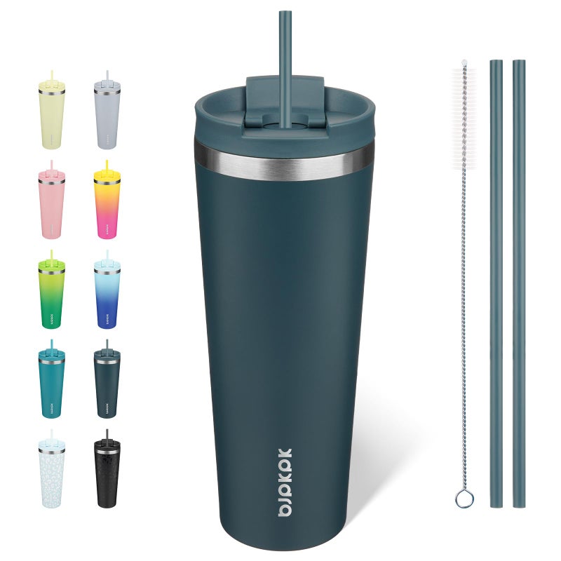 BJPKPK 26oz Stainless Steel Insulated Tumbler With lid And Straw Travel Coffee Thermal Tumblers Cup For Women And Men,Navy Blue - Image 1