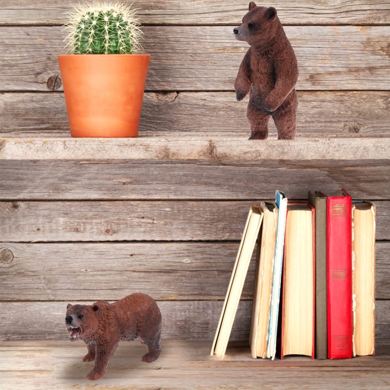 Beupy 4 Pack Realistic Bear Figurines Toys Plastic Forest Animal Brown Bear Family Figures Educational Learning Playset Small Brown Bear Toys Miniature Woodland Creature Party Supplies Cake Toppers - Image 5