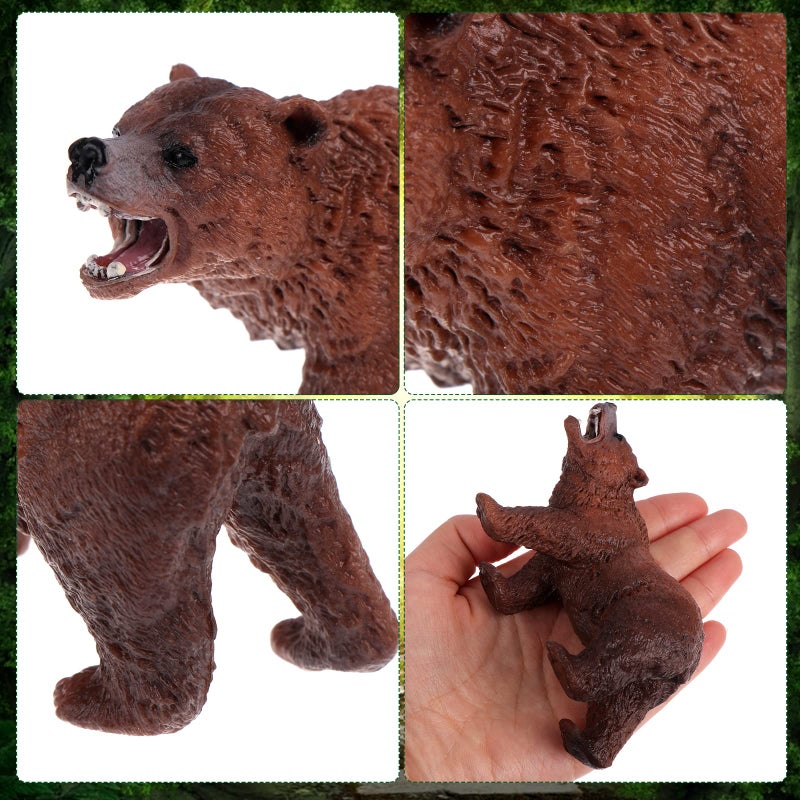 Beupy 4 Pack Realistic Bear Figurines Toys Plastic Forest Animal Brown Bear Family Figures Educational Learning Playset Small Brown Bear Toys Miniature Woodland Creature Party Supplies Cake Toppers - Image 3