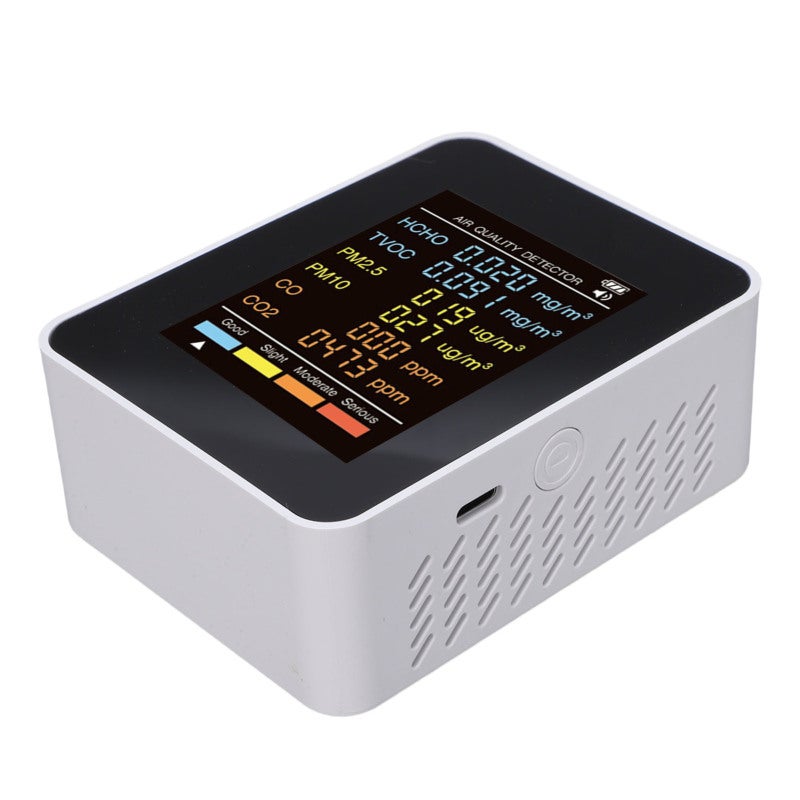 Indoor Air Quality Monitor: 6-In-One Detection Portable Air Quality Tester - Large Clear Screen Color-Coded Alerts Rechargeable Long Battery Life for Home Office Car - Image 2