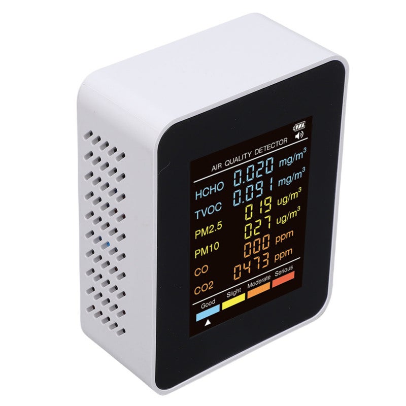 Indoor Air Quality Monitor: 6-In-One Detection Portable Air Quality Tester - Large Clear Screen Color-Coded Alerts Rechargeable Long Battery Life for Home Office Car - Image 3