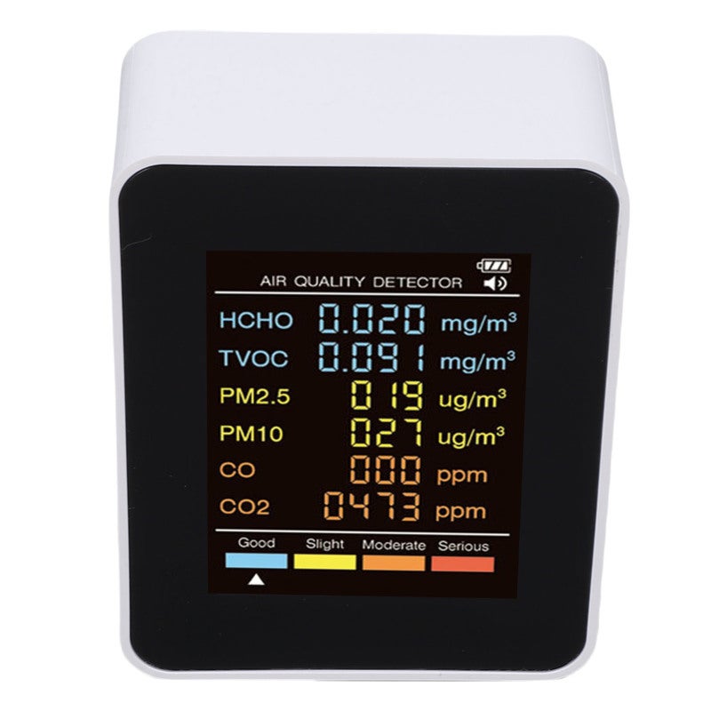 Indoor Air Quality Monitor: 6-In-One Detection Portable Air Quality Tester - Large Clear Screen Color-Coded Alerts Rechargeable Long Battery Life for Home Office Car - Image 4