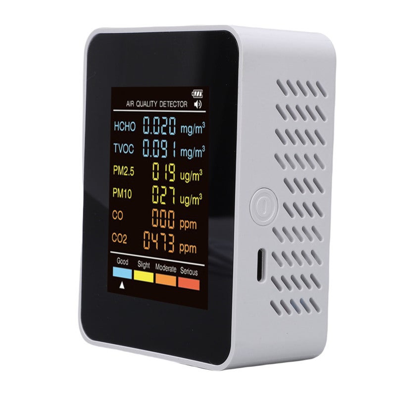 Indoor Air Quality Monitor: 6-In-One Detection Portable Air Quality Tester - Large Clear Screen Color-Coded Alerts Rechargeable Long Battery Life for Home Office Car - Image 5