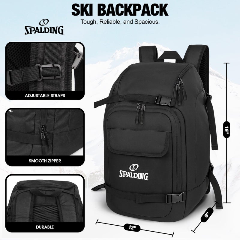 Spalding Ski Boot Bag Backpack | 50L Waterproof Skiing and Snowboarding Travel Bag for Skis Snowboard Helmet Boots & Sports Gear Equipment | Gift for Men and Women - Image 2