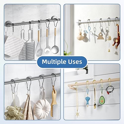 Titanker Shower Curtain Hooks Rings, Rust-Resistant Metal Shower Curtain Hooks for Bathroom Shower Rods Shower Hooks Shower Rings for Curtain - Set of 12, Nickel - Image 5