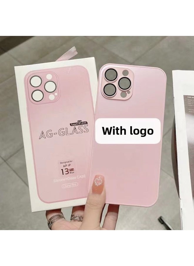Generic Model For Iphone 14 Frosted Glass Phone Case One-piece Lens Film For Iphone 13promax 15 Digital Computer Protective Cover-Color:Pink-Applicable Model:For Iphone13  - Image 1