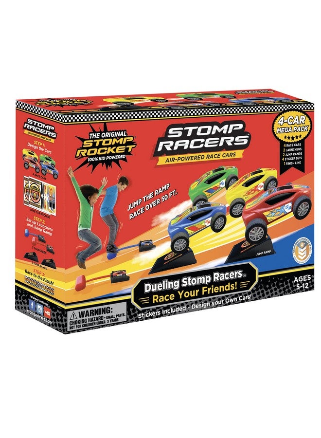 Stomp Rocket Stomp Racers Air Powered Race Cars by Stomp Rocket, 4 Car Mega Pack - Dueling Stomp Racers Toy Car Launcher - Fun Backyard & Outdoor Multi-Player Kids Toys Gifts for Boys, Girls & Toddlers - Image 1