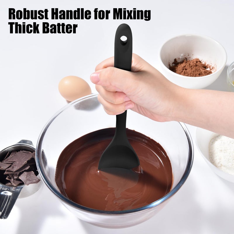 Doosu Silicone Spoon Spatula, 600ÂºF Heat-Resistant Food Grade Rubber Spoonula with Seamless Design, Non-Stick Flexible Scraper Kitchen Cooking Spoon Baking Tool for Mixing, Scraping (Black) - Image 5