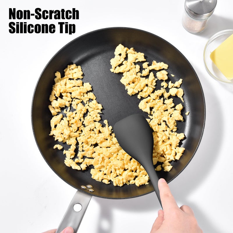 Doosu Silicone Spoon Spatula, 600ÂºF Heat-Resistant Food Grade Rubber Spoonula with Seamless Design, Non-Stick Flexible Scraper Kitchen Cooking Spoon Baking Tool for Mixing, Scraping (Black) - Image 4