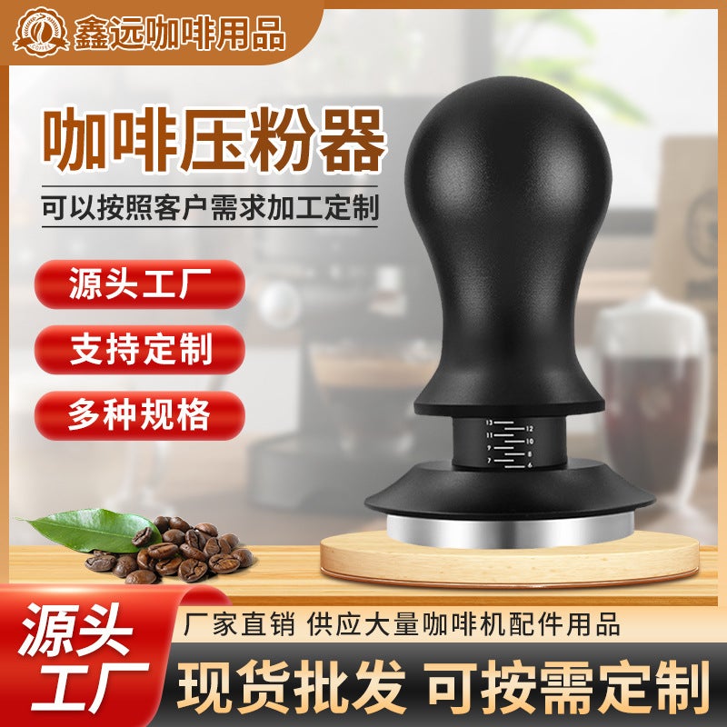 Wholesale scale coffee tamper stainless steel solid 30Pa constant filler tamping hammer 51/53/58mm 53 black round head flat bottom powder hammer - Image 2