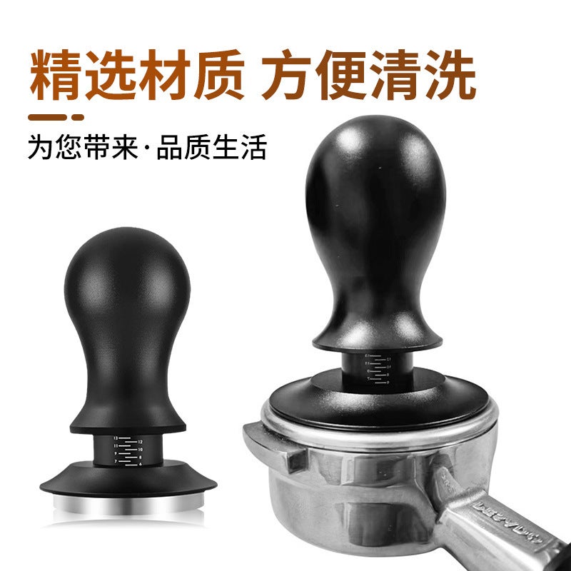 Wholesale scale coffee tamper stainless steel solid 30Pa constant filler tamping hammer 51/53/58mm 53 black round head flat bottom powder hammer - Image 5
