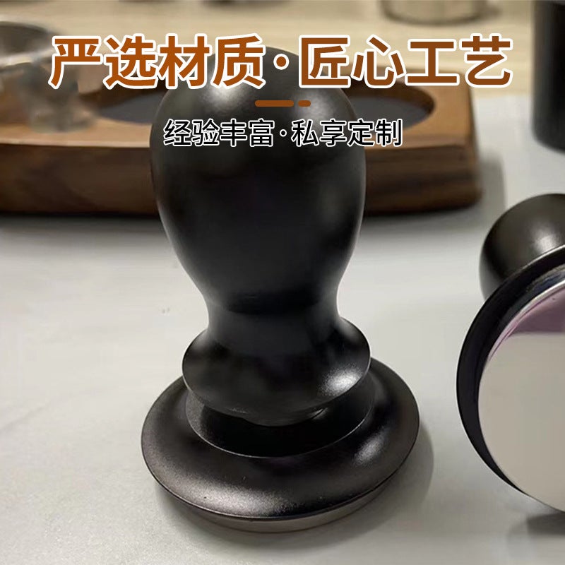 Wholesale scale coffee tamper stainless steel solid 30Pa constant filler tamping hammer 51/53/58mm 53 black round head flat bottom powder hammer - Image 4