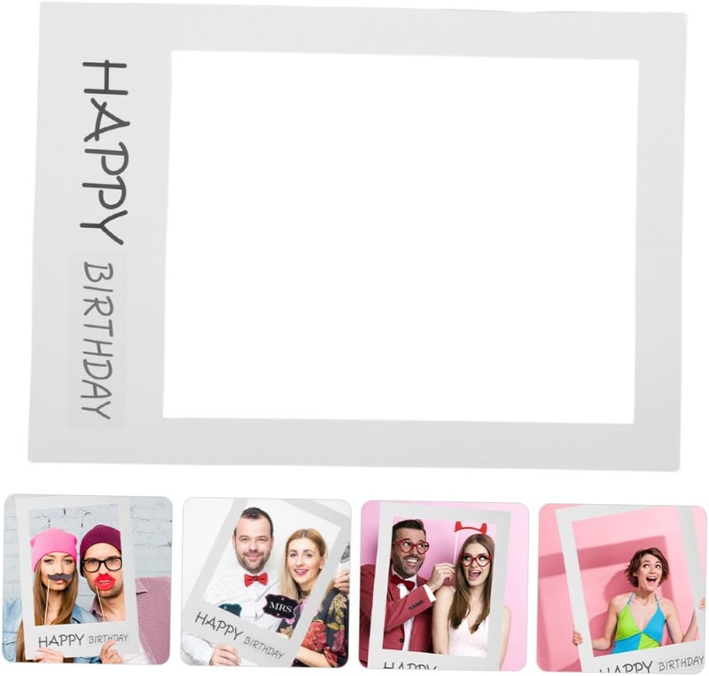 Cabilock 2pcs Happy Birthday Paper Photo Frame Props Unique Birthday Party Supplies for Photo Booth Lightweight and Reusable Decor for Memorable Celebrations - Image 2