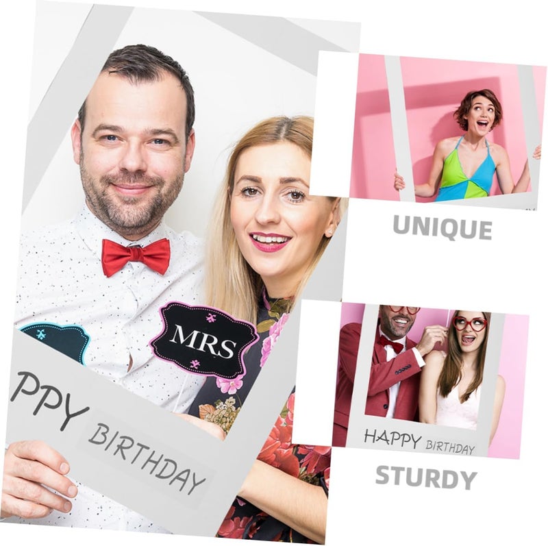 Cabilock 2pcs Happy Birthday Paper Photo Frame Props Unique Birthday Party Supplies for Photo Booth Lightweight and Reusable Decor for Memorable Celebrations - Image 3