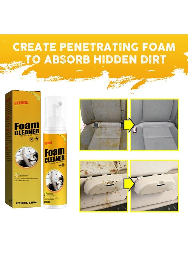 إيلهو منظف رغوي للسيارة والمنزل 100 مل - متعدد الوظائف بدون تنظيف داخلي للسيارة ، منظف خال من الشحوم منظف رغوي لجميع الأغراض رذاذ نكهة الليمون لمطبخ منزل السيارة - Image 2