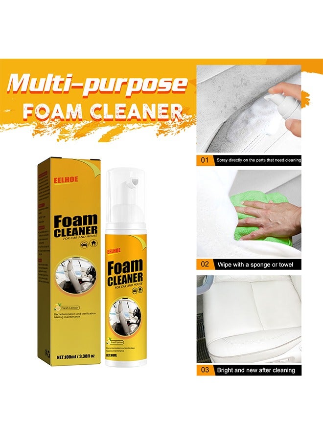 إيلهو منظف رغوي للسيارة والمنزل 100 مل - متعدد الوظائف بدون تنظيف داخلي للسيارة ، منظف خال من الشحوم منظف رغوي لجميع الأغراض رذاذ نكهة الليمون لمطبخ منزل السيارة - Image 3