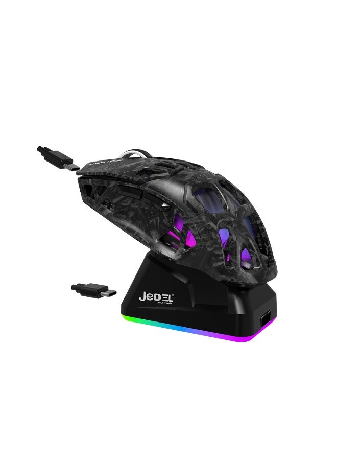 JeDEL GWH-111 Tri-Mode Wireless RGB Gaming Mouse – 12000 DPI, PAW3311 Sensor, 1000Hz Polling Rate, RGB Charging Dock - Image 5
