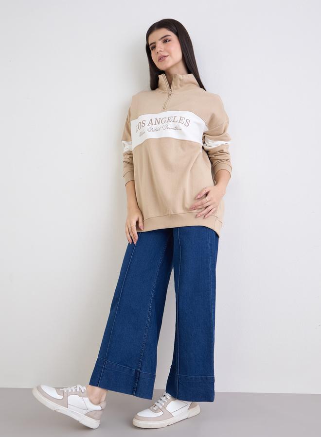 ستايلي سويت شيرت طويل بطبعة كتابة - Image 2