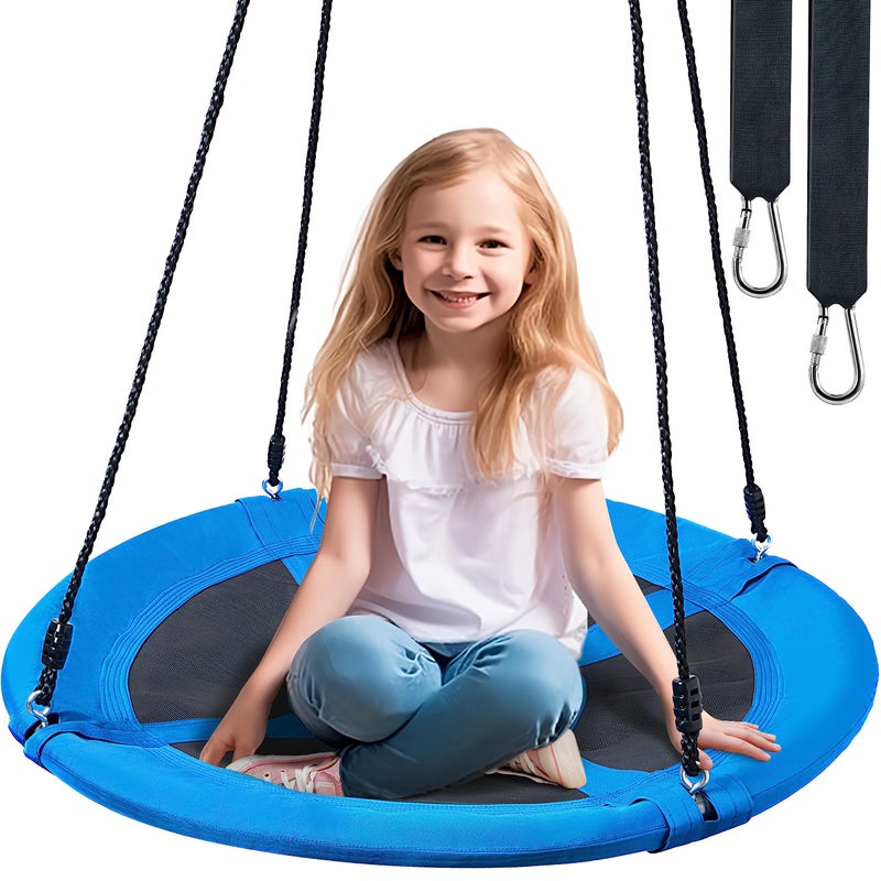 TURFEE 40 inch Saucer Tree Swing 900Lb Weight Capacity, Waterproof Swing Seat for Kids Outdoor with Hanging Straps Playground Outdoor Backyard(Blue) - Image 1