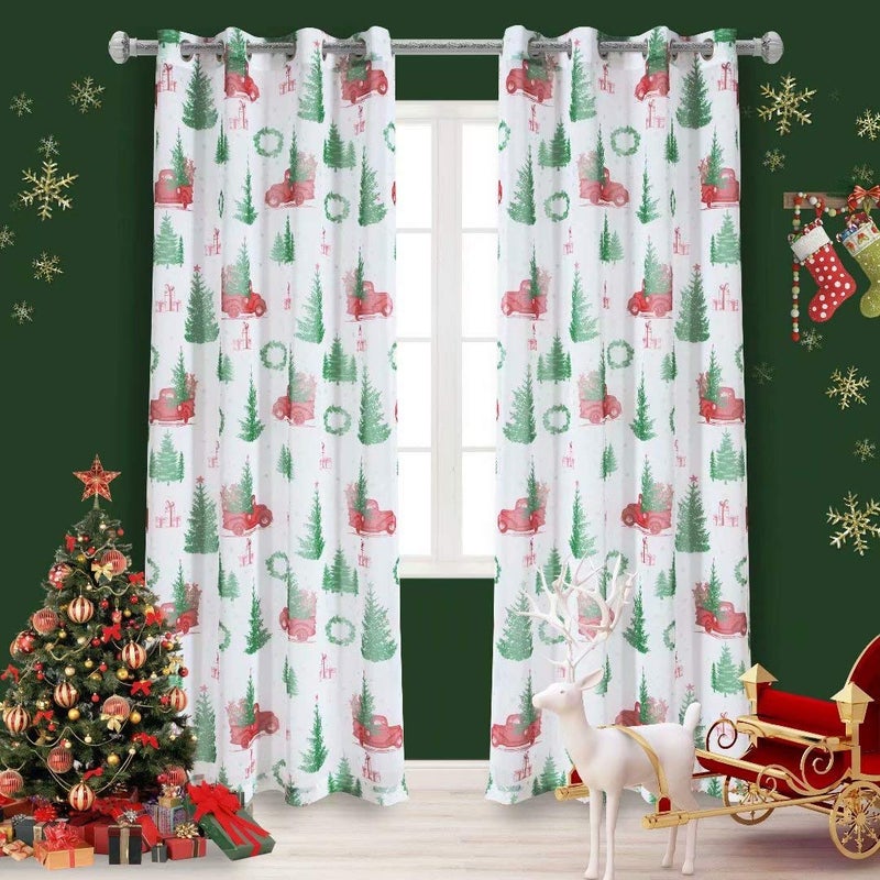 LORDTEX Christmas Sheer Curtains for Living Room and Bedroom - Textured Faux Linen White Sheer Curtains, Semi Voile Light Filtering Grommet Top Drapes, 52 x 95 Inches Long, Set of 2 Curtain Panels - Image 1