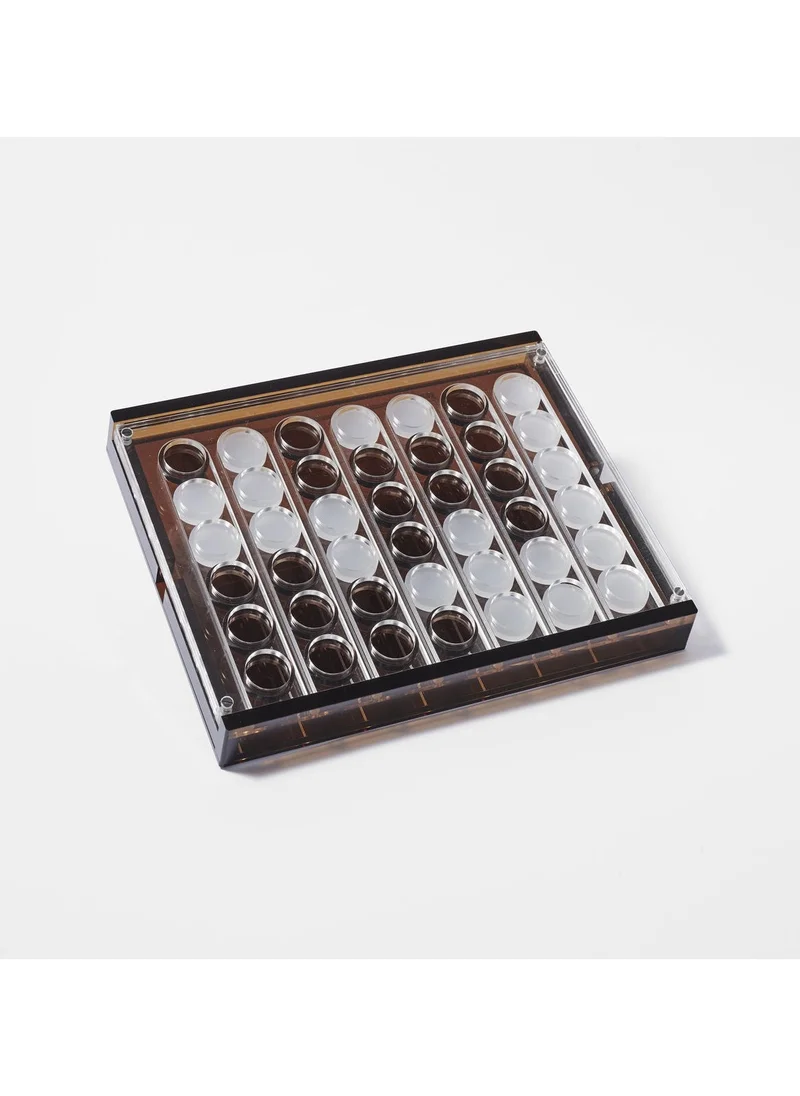 SUNNY LIFE Luxury Lucite 4-in-a-Row Strategy Board Game – Whiskey Noir | Connect Four Game | Row Matching Game | Linking Game | Family & Party Game