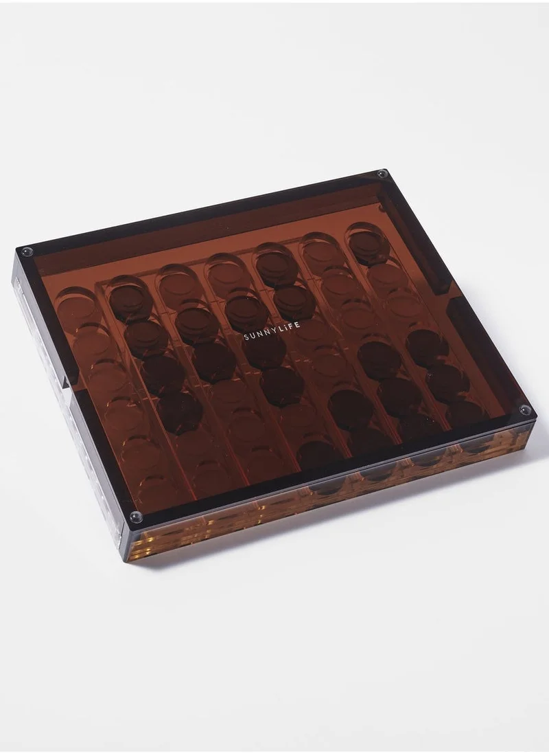 SUNNY LIFE Luxury Lucite 4-in-a-Row Strategy Board Game – Whiskey Noir | Connect Four Game | Row Matching Game | Linking Game | Family & Party Game