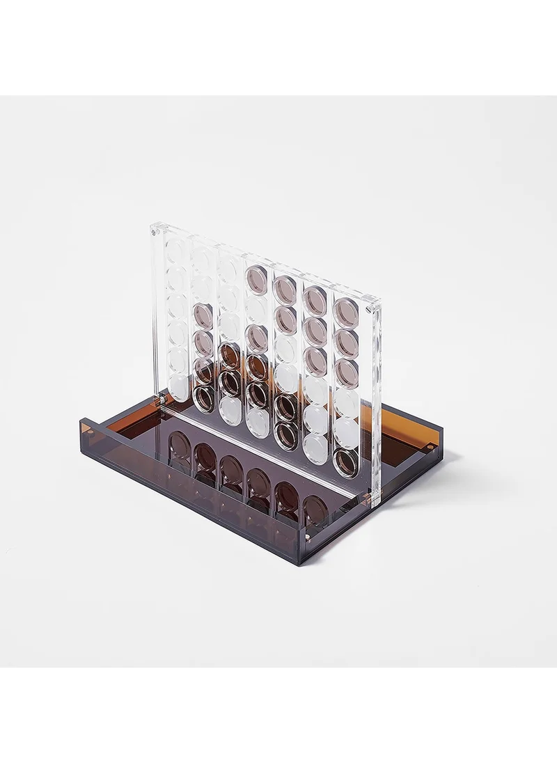 SUNNY LIFE Luxury Lucite 4-in-a-Row Strategy Board Game – Whiskey Noir | Connect Four Game | Row Matching Game | Linking Game | Family & Party Game