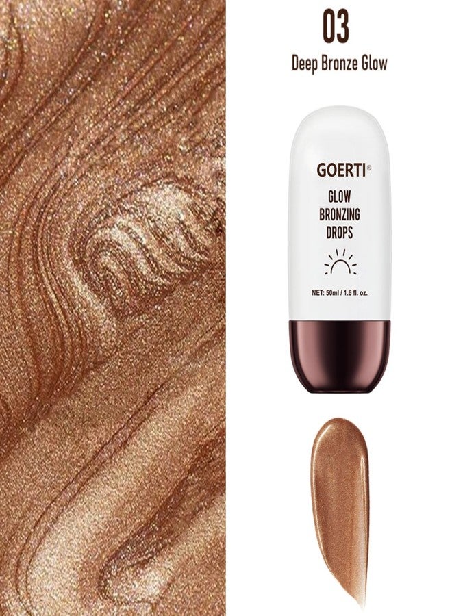 GOERTI Body Shimmer Oil - Liquid Highlighter for Glowing Skin, Waterproof & Long-Lasting Body Makeup for Face, Arms, Legs & Shoulders, Bronze Illuminating Glow Lotion, 1.6 Fl Oz (03#/ Deep Bronze Glow, 50ml) - Image 2