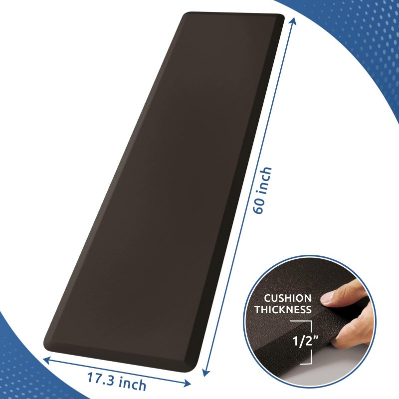 KitchenClouds Kitchen Mat Cushioned Anti Fatigue Kitchen Rug 17.3"x60" Water Resistant Non Slip Kitchen Rugs and Mats Standing Desk Mat Comfort Floor Mats for Kitchen House Sink Office (Chocolate) - Image 2