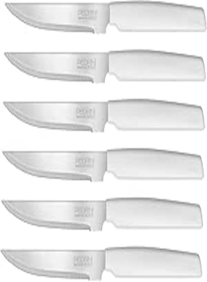 PEDRINI Steak Knives, Set 6Pcs White Handle