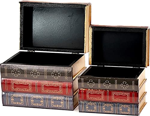 Bellaa 25419 Decorative Box Set of 2 Secret Storage Vintage Wooden Heavy Duty Library Shelves Decor Home Office School Book Ends Shelf Holder Stoppers Supports Antique - Image 3