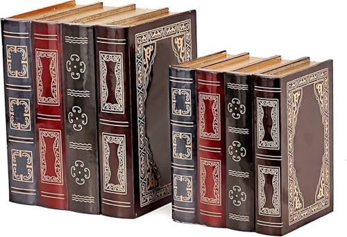Bellaa 25419 Decorative Box Set of 2 Secret Storage Vintage Wooden Heavy Duty Library Shelves Decor Home Office School Book Ends Shelf Holder Stoppers Supports Antique - Image 2