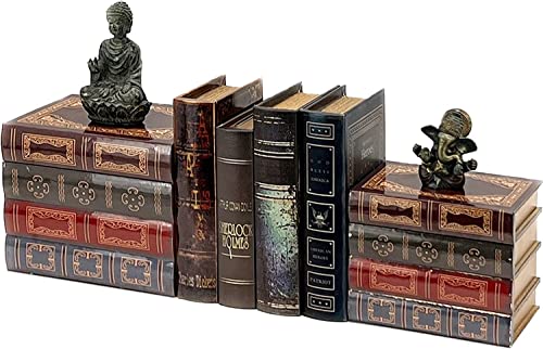 Bellaa 25419 Decorative Box Set of 2 Secret Storage Vintage Wooden Heavy Duty Library Shelves Decor Home Office School Book Ends Shelf Holder Stoppers Supports Antique - Image 5