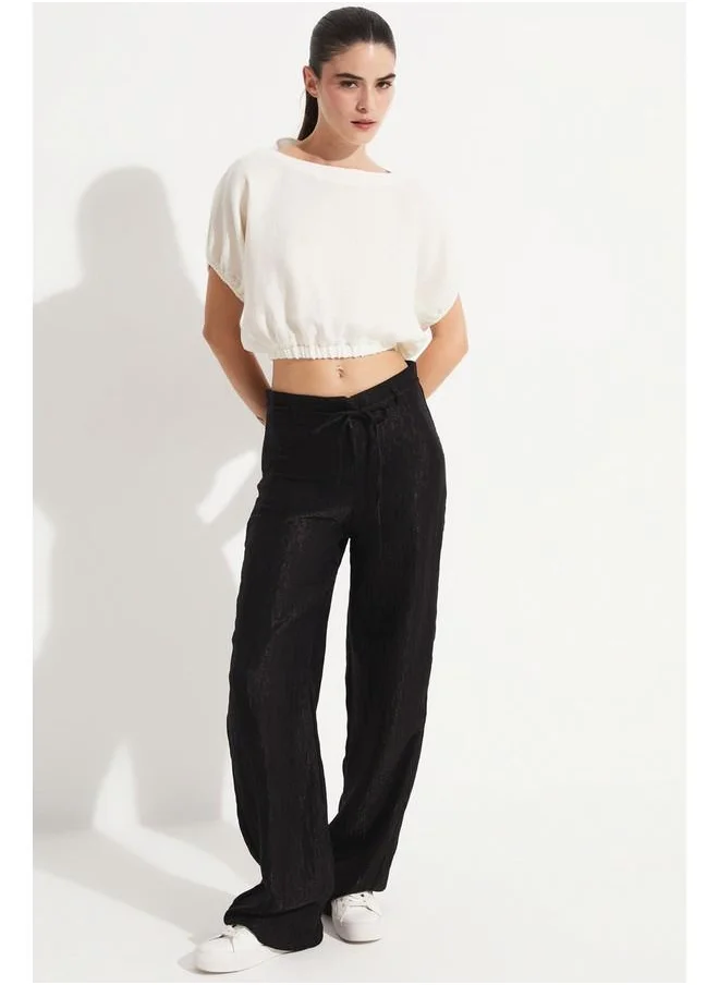 JUNE June Women 100% Cotton Crop Blouse Ecru
