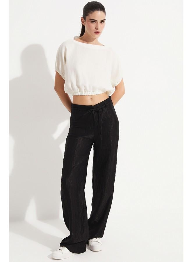 جون بلوزة قطنية قصيرة نسائية يونيو - لون إكرو - Image 3