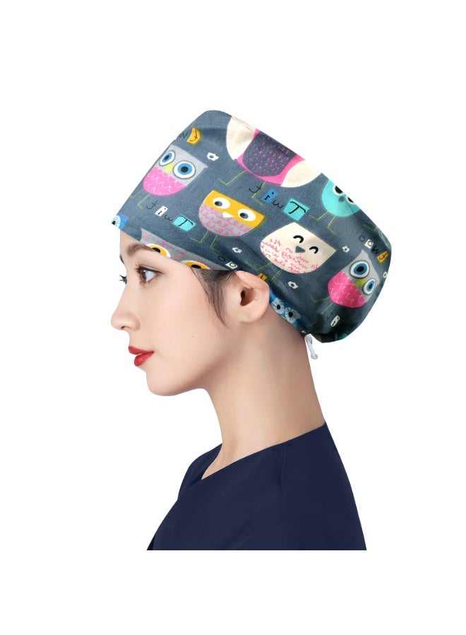 NIBEMINENT Women's Long Hair Nursing Cap Cotton Adjustable Medical Hospital Surgical Cap Unisex Anesthesiologist Nurse Working Scrub Caps