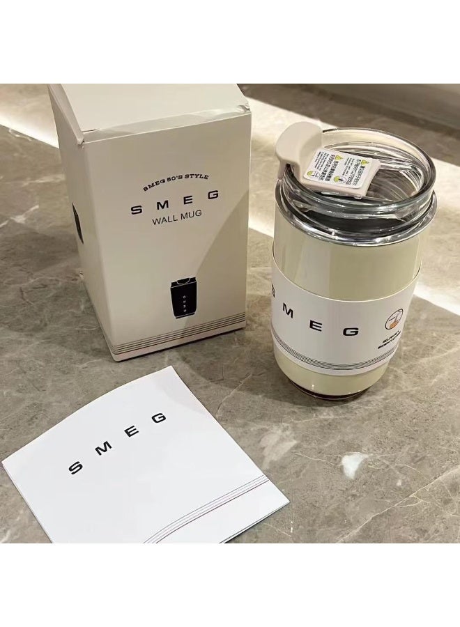 سميج كوب قهوة للسفر، كوب مشروبات معزول بغطاء مانع للتسرب، كوب قهوة طويل الأمد مع غطاء، كوب قهوة أبيض معزول للسفر - Image 3