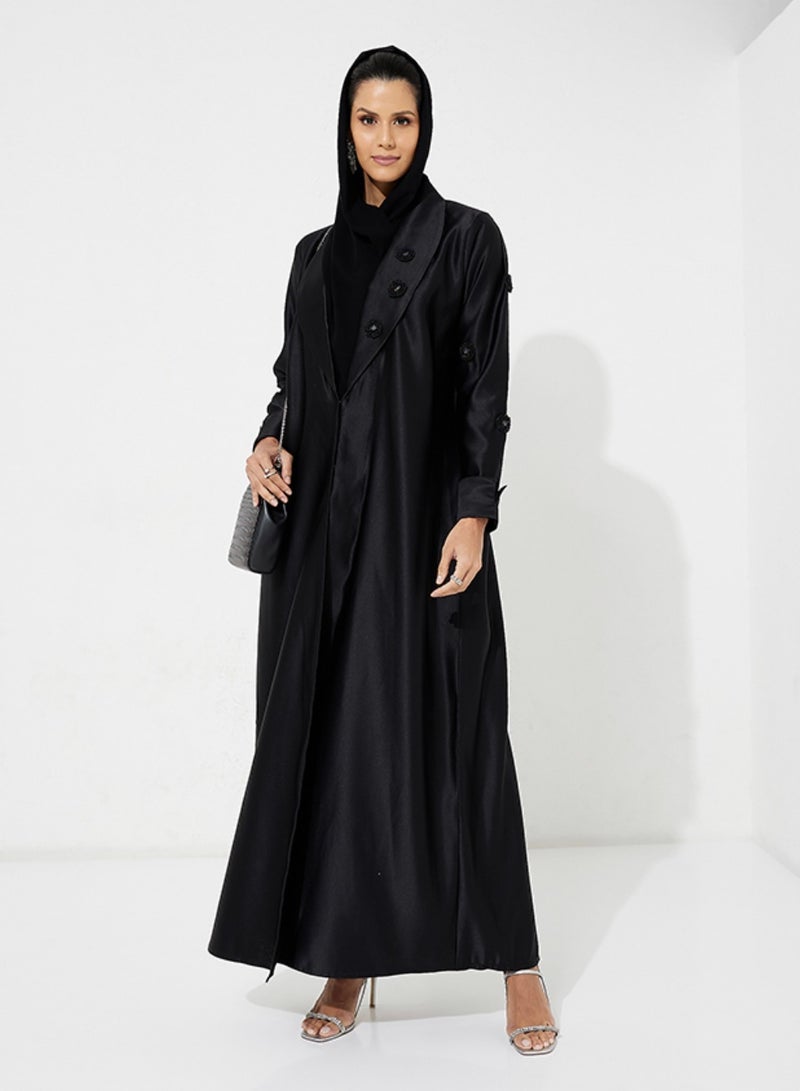 Rosette Abaya Abaya with flowers  Embroidery Jacket Style  - Image 4