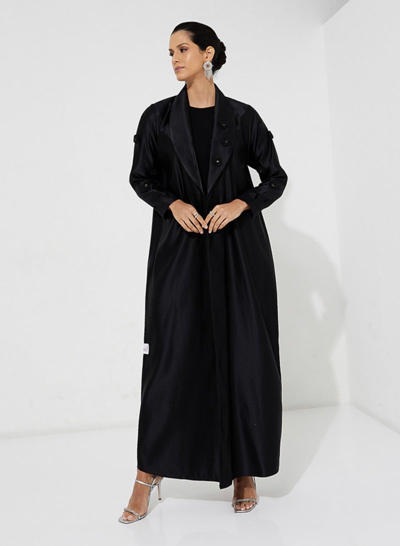 Rosette Abaya Abaya with flowers  Embroidery Jacket Style  - Image 1
