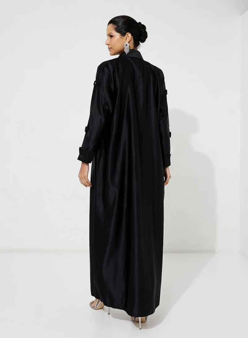 Rosette Abaya Abaya with flowers  Embroidery Jacket Style