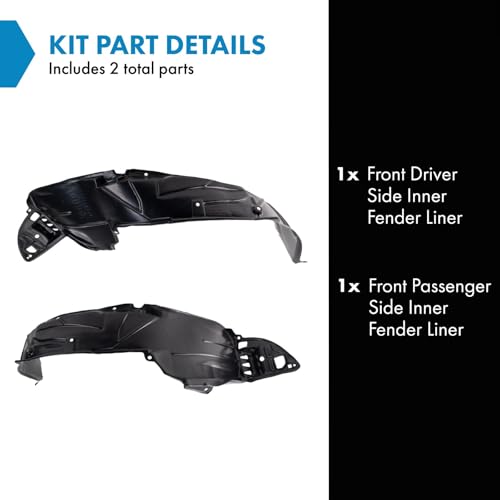 TRQ Front Inner Fender Liner Set Compatible with 2001-2003 Honda Civic HO1248109 HO1249109 - Image 2