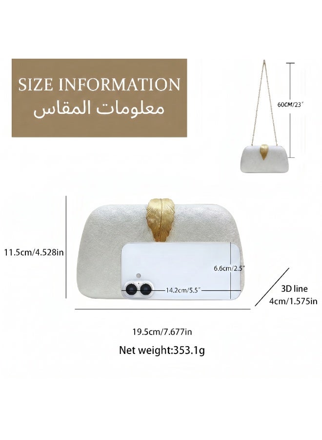 Flossie Evening clutch, White, velvet, perfect for evening outings, highlighting an elegant, sophisticated style - Image 3