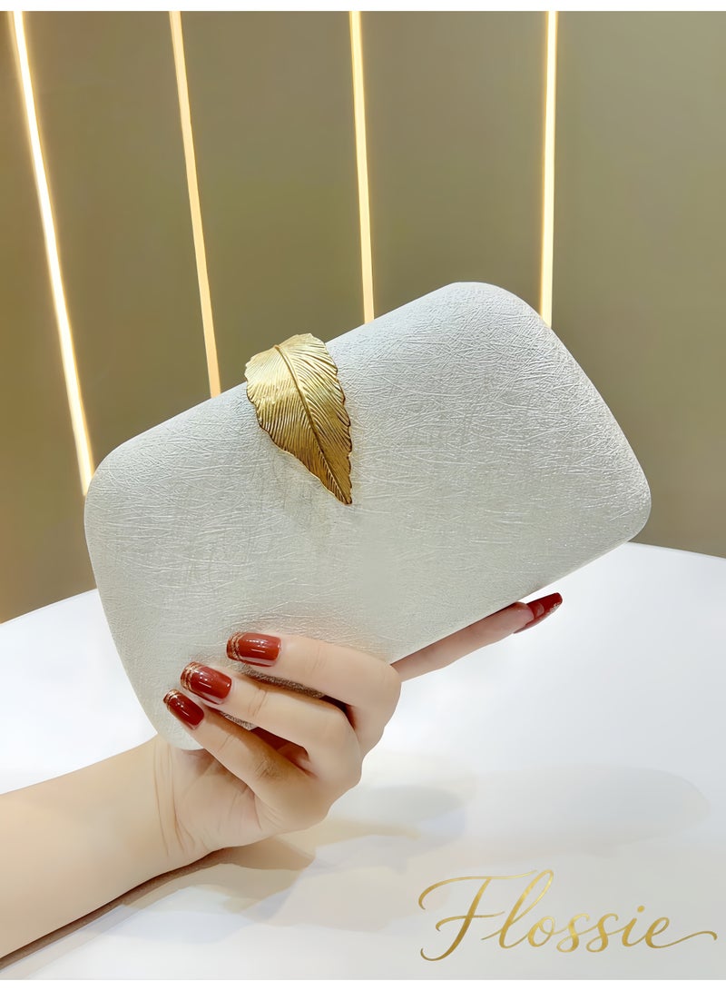 Flossie Evening clutch, White, velvet, perfect for evening outings, highlighting an elegant, sophisticated style - Image 1